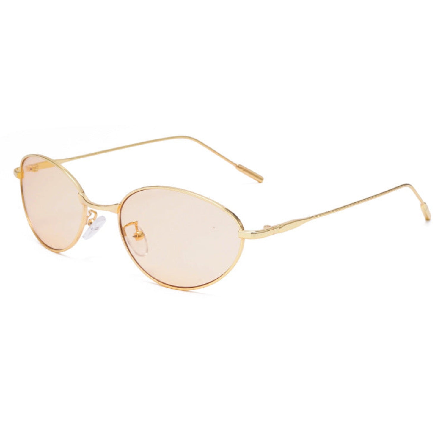 Sleek White Oval Metal Sunglasses JLTG0269