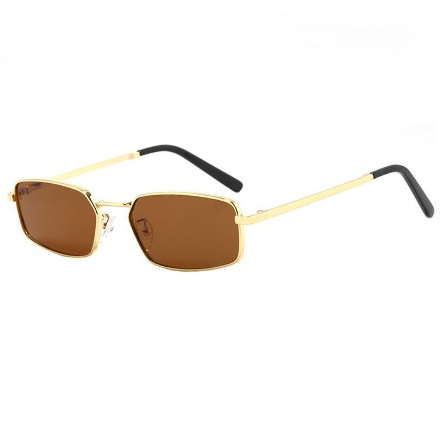 Gold Rectangular Frame Brown Sunglasses JLTG0294