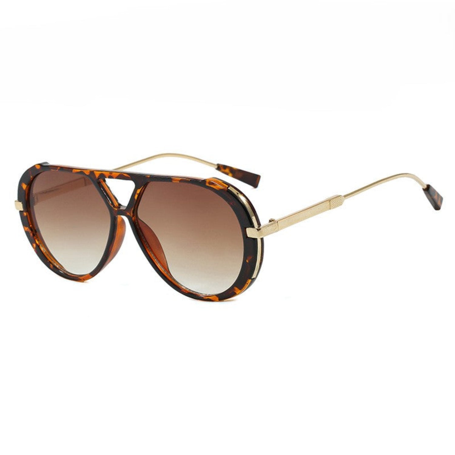 Brown Aviator Tortoise Gold Temple Sunglasses JLTG0298