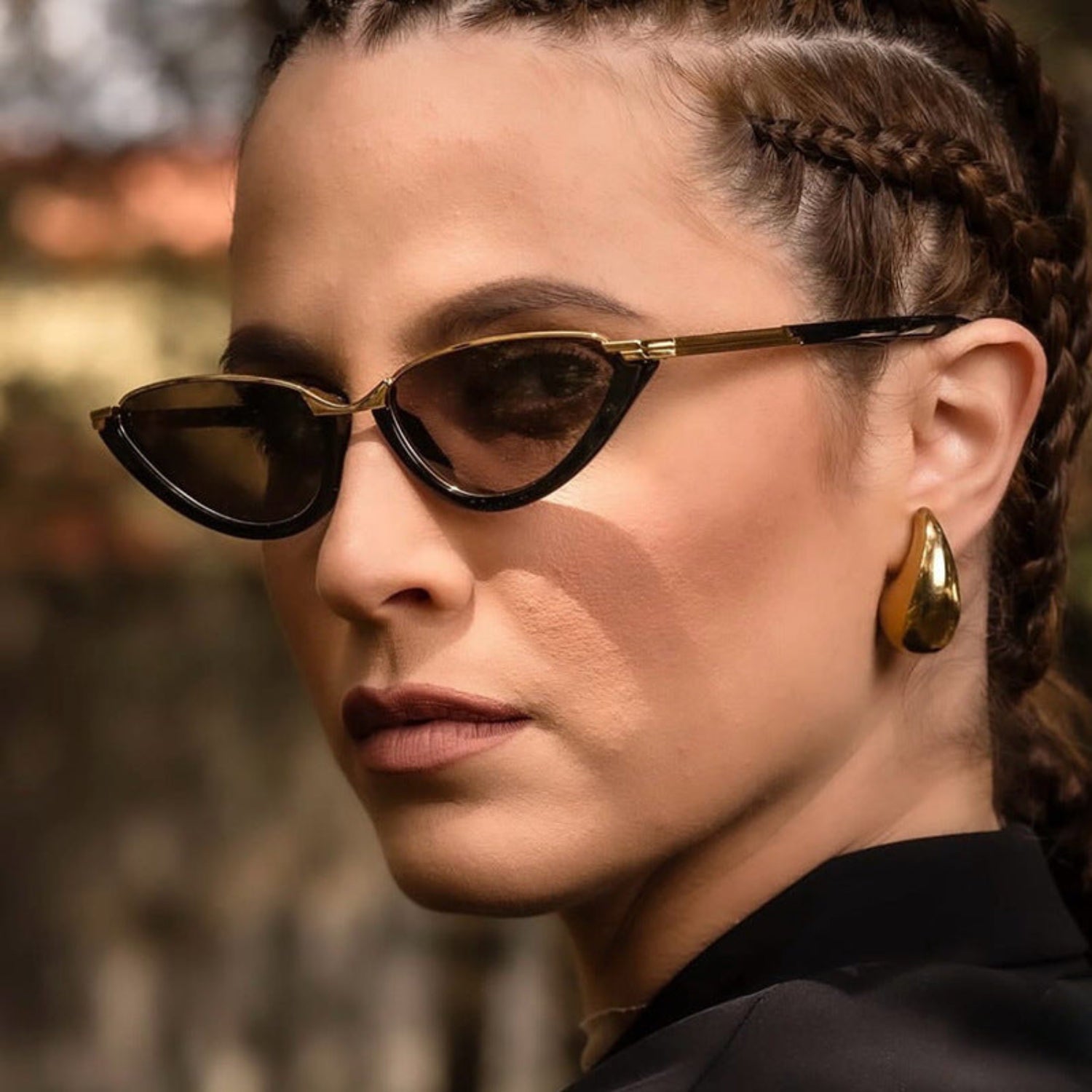 Gold Black Cat-Eye Tinted Sunglasses JLTG0300