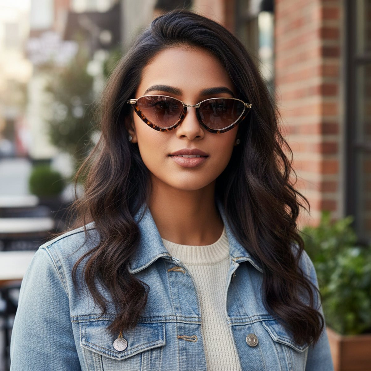 Gold Tortoise brown Cat-Eye Tinted Sunglasses JLTG0302
