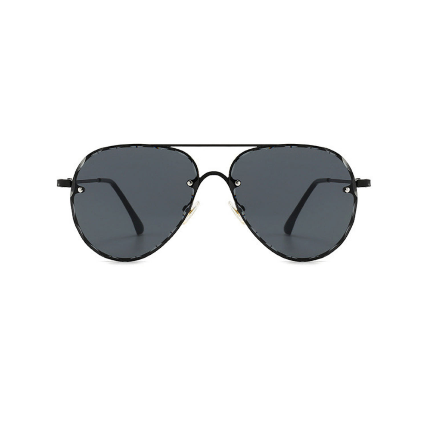 Rimless Gold Scalloped Black Sunglasses JLTG0306