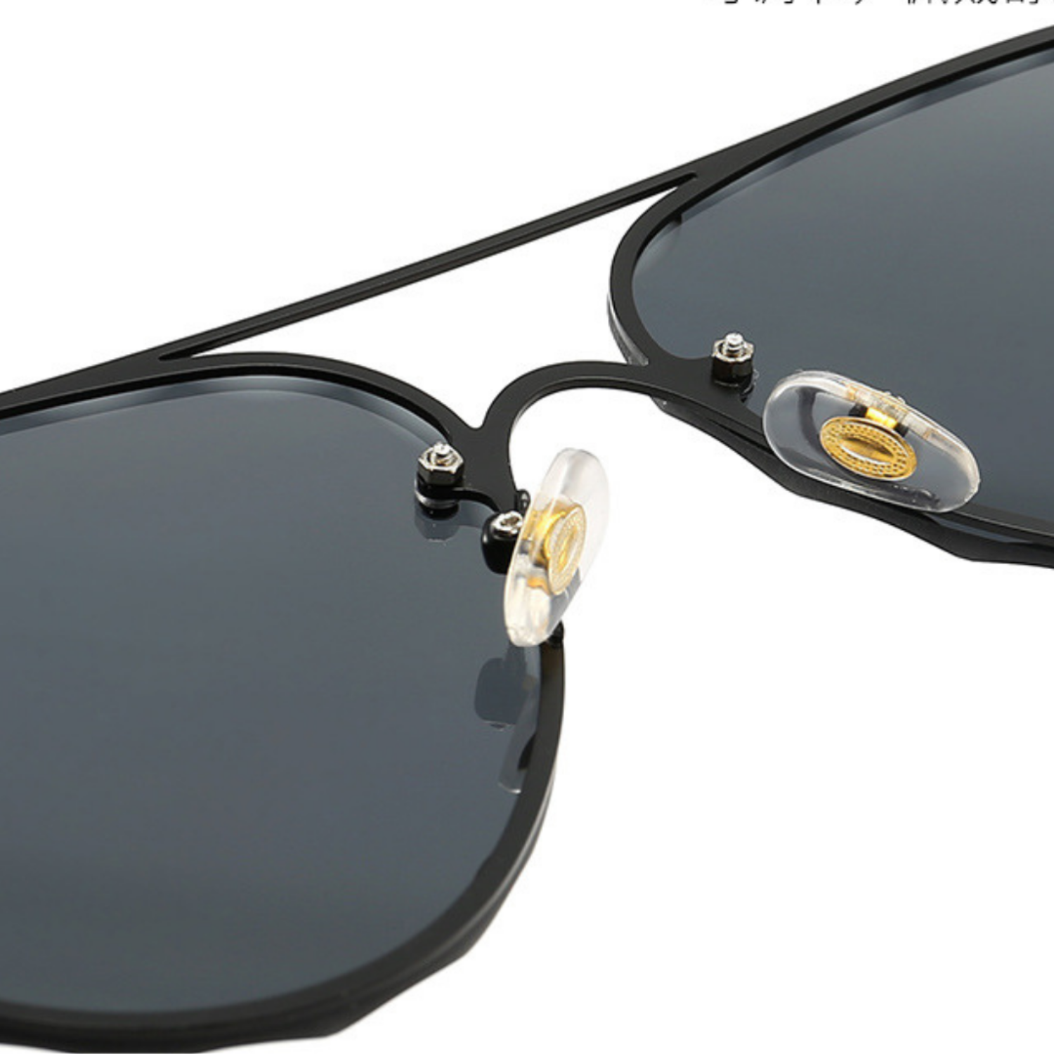 Rimless Gold Scalloped Black Sunglasses JLTG0306