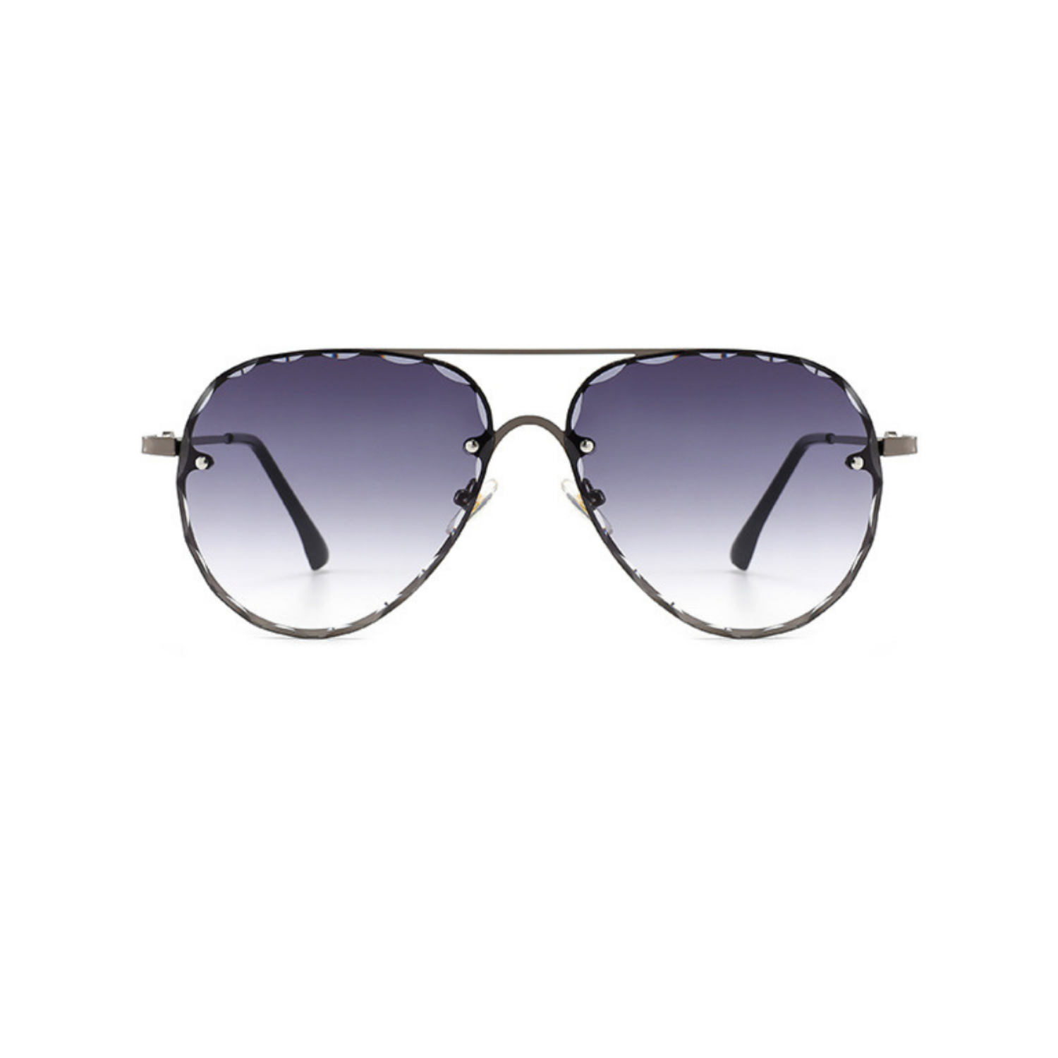 Rimless Gold Scalloped Gray Sunglasses JLTG0307