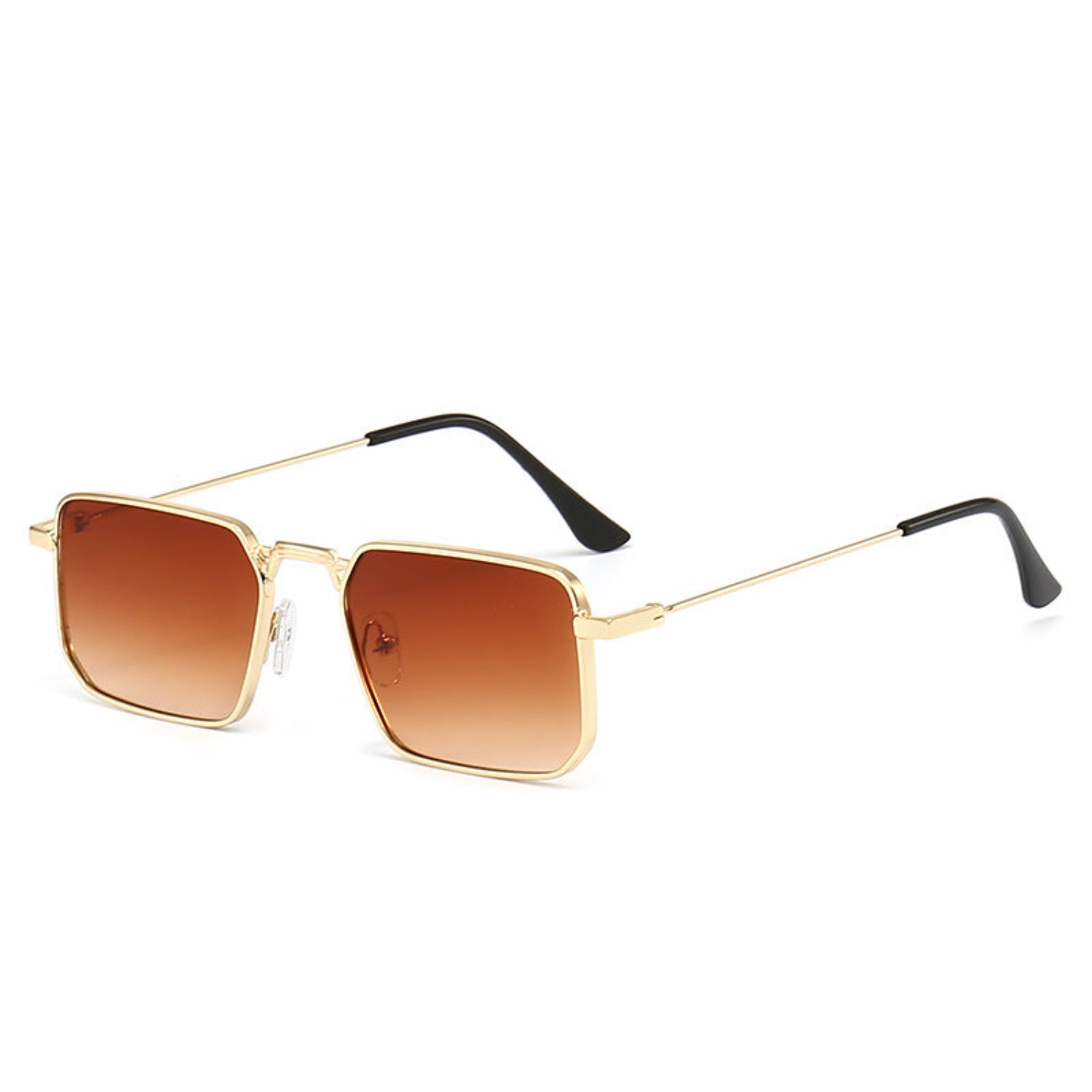 Gold Square Metal Brown Sunglasses JLTG0313