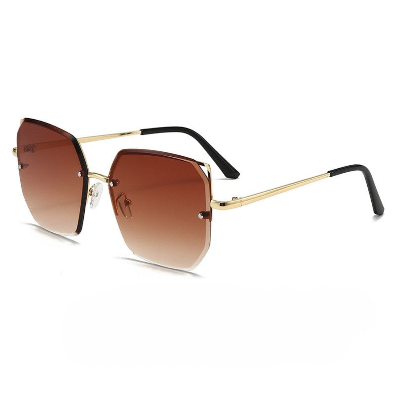 Rimless Gold Brown Gradient Sunglasses JLTG0321