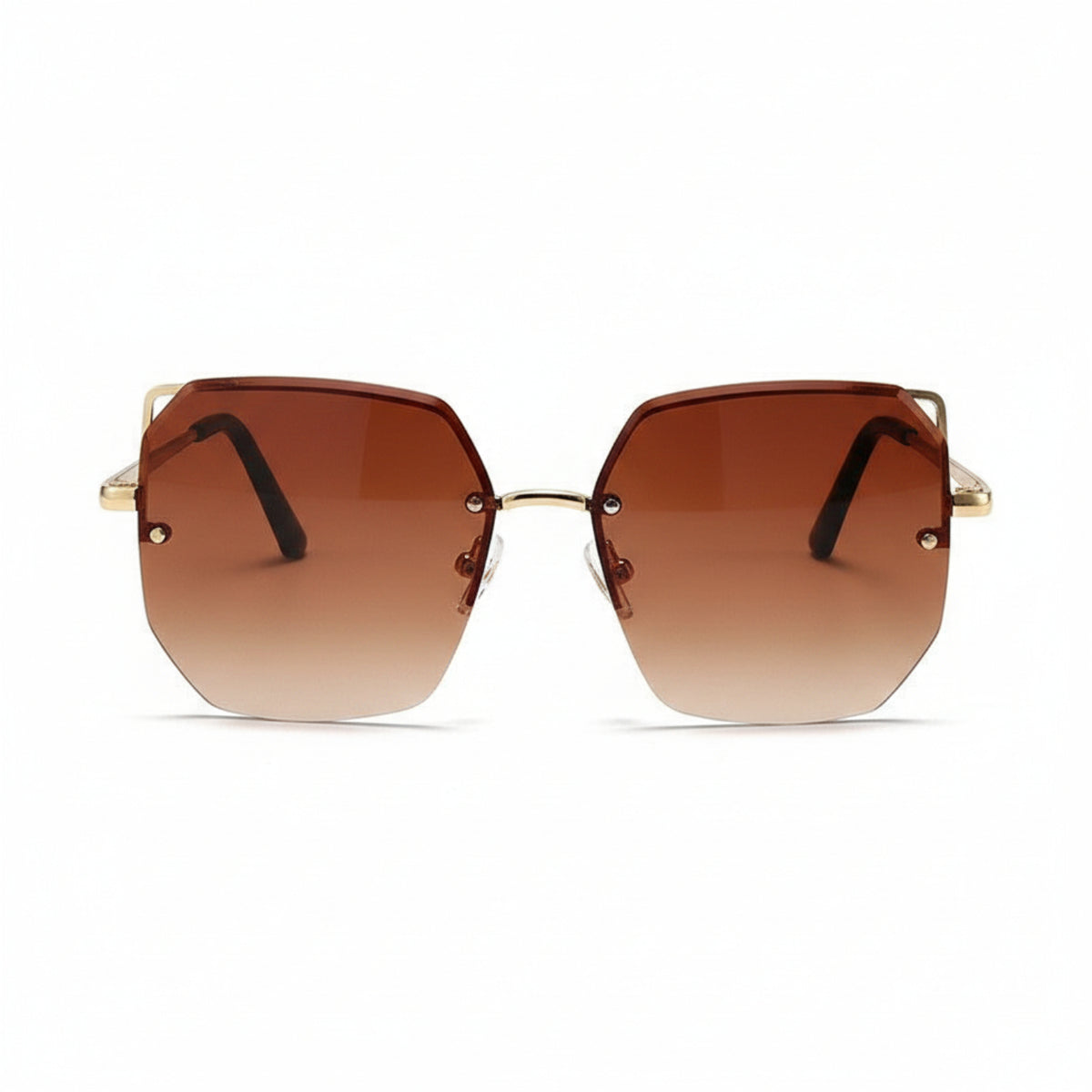 Rimless Gold Brown Gradient Sunglasses JLTG0321