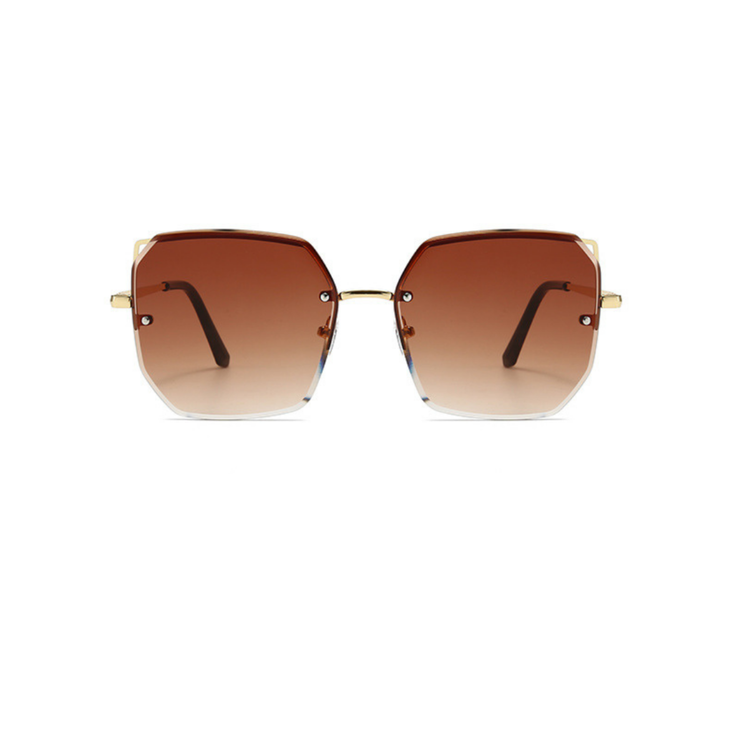 Rimless Gold Brown Gradient Sunglasses JLTG0321