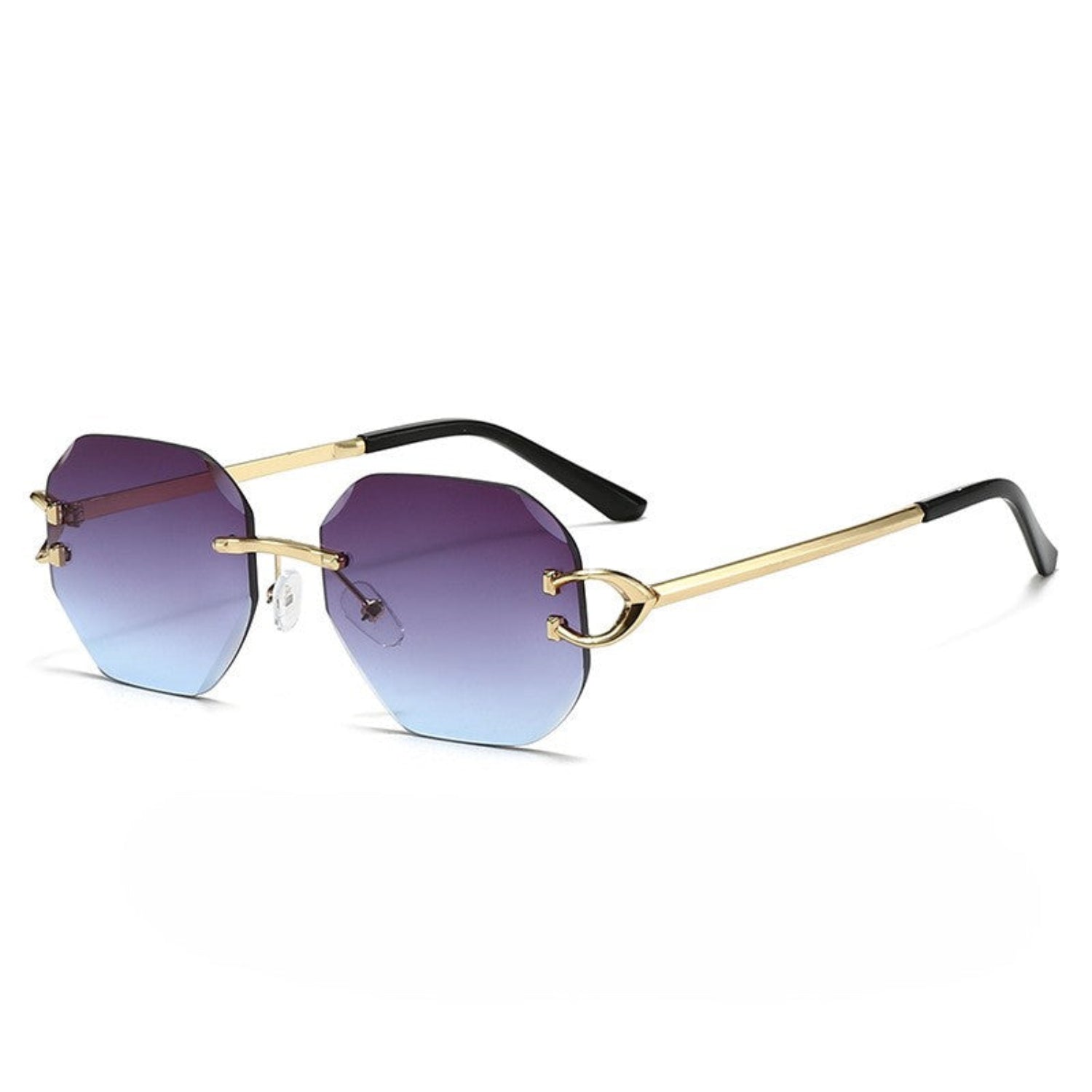 Gold Rimless Blue Gradient Sunglasses JLTG0323