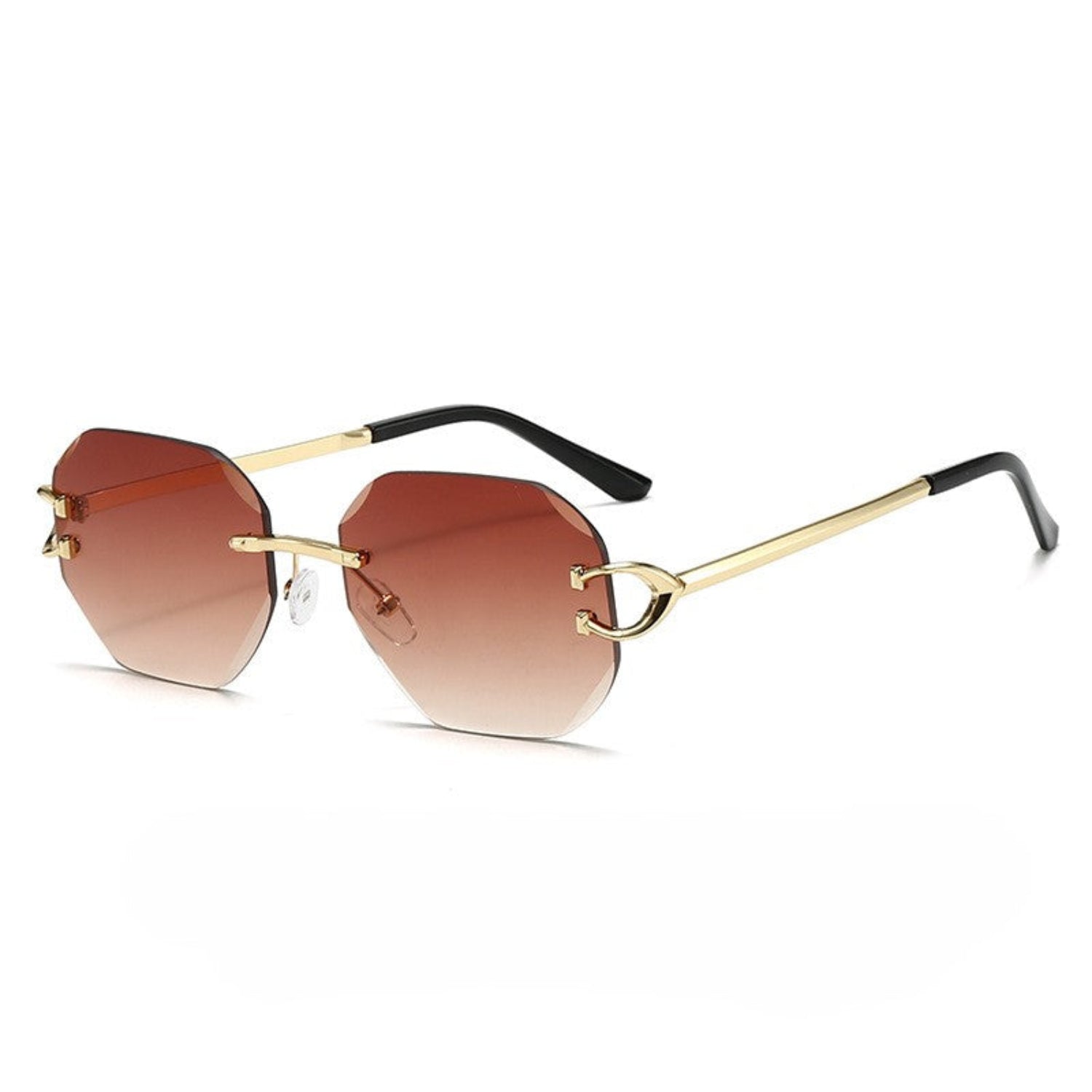 Gold Rimless Brown Sunglasses JLTG0324