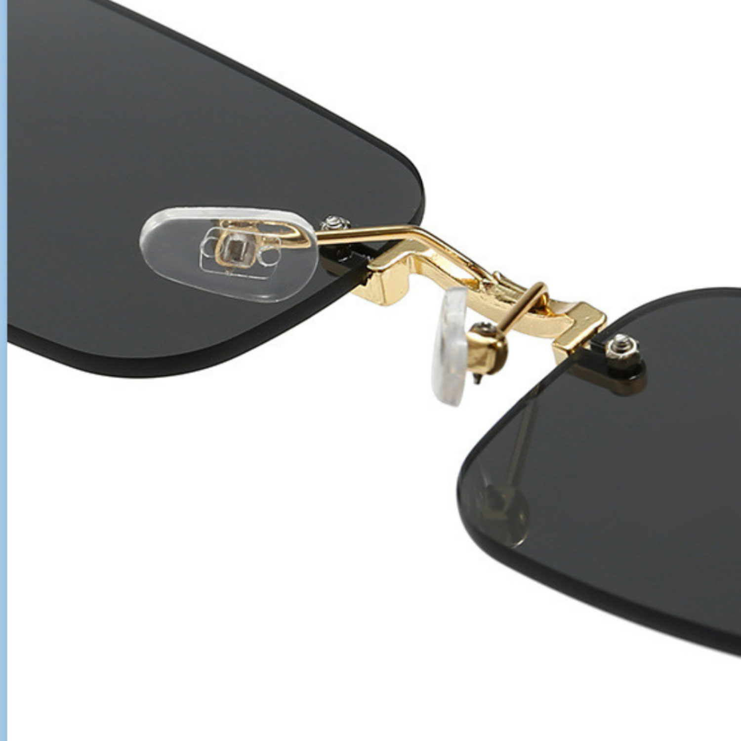 Gold Rimless Rectangular Black Sunglasses JLTG0332