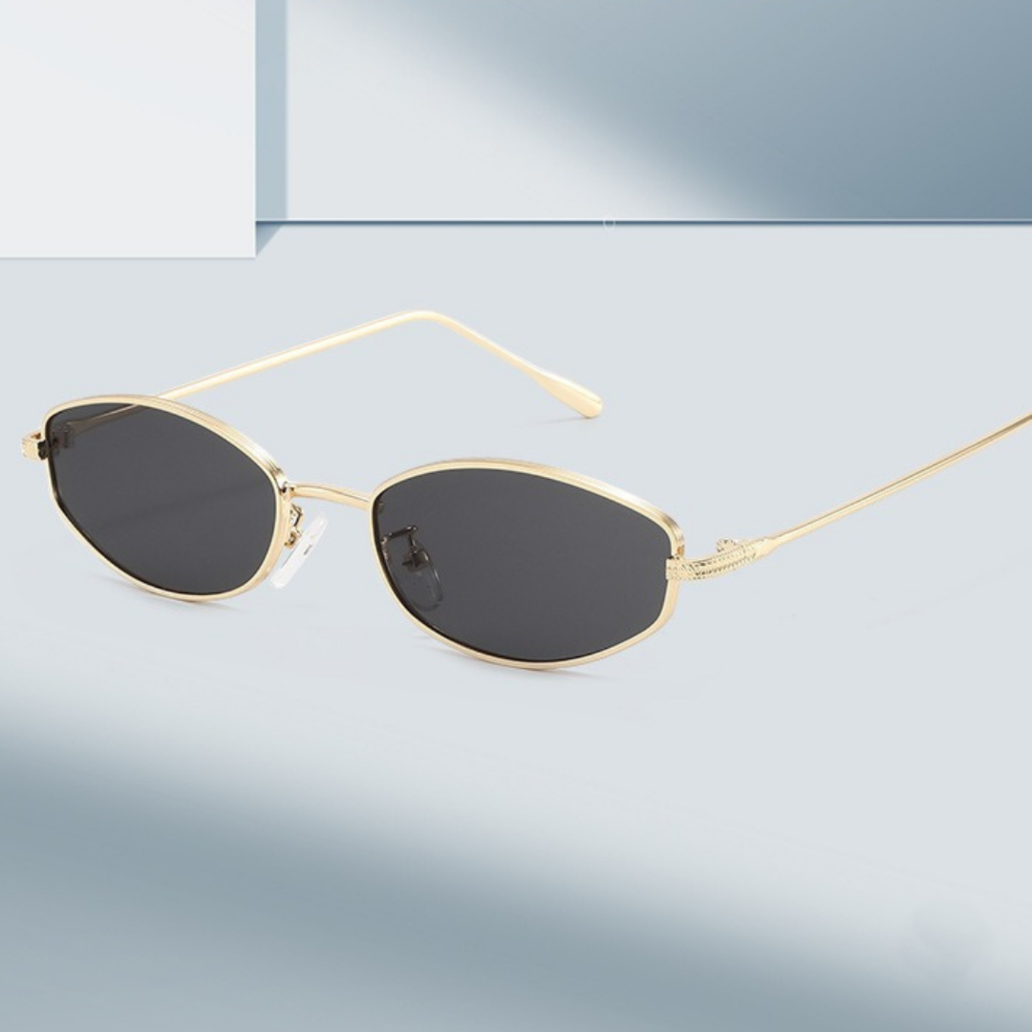 Gold Rimless Square Black Sunglasses JLTG0334