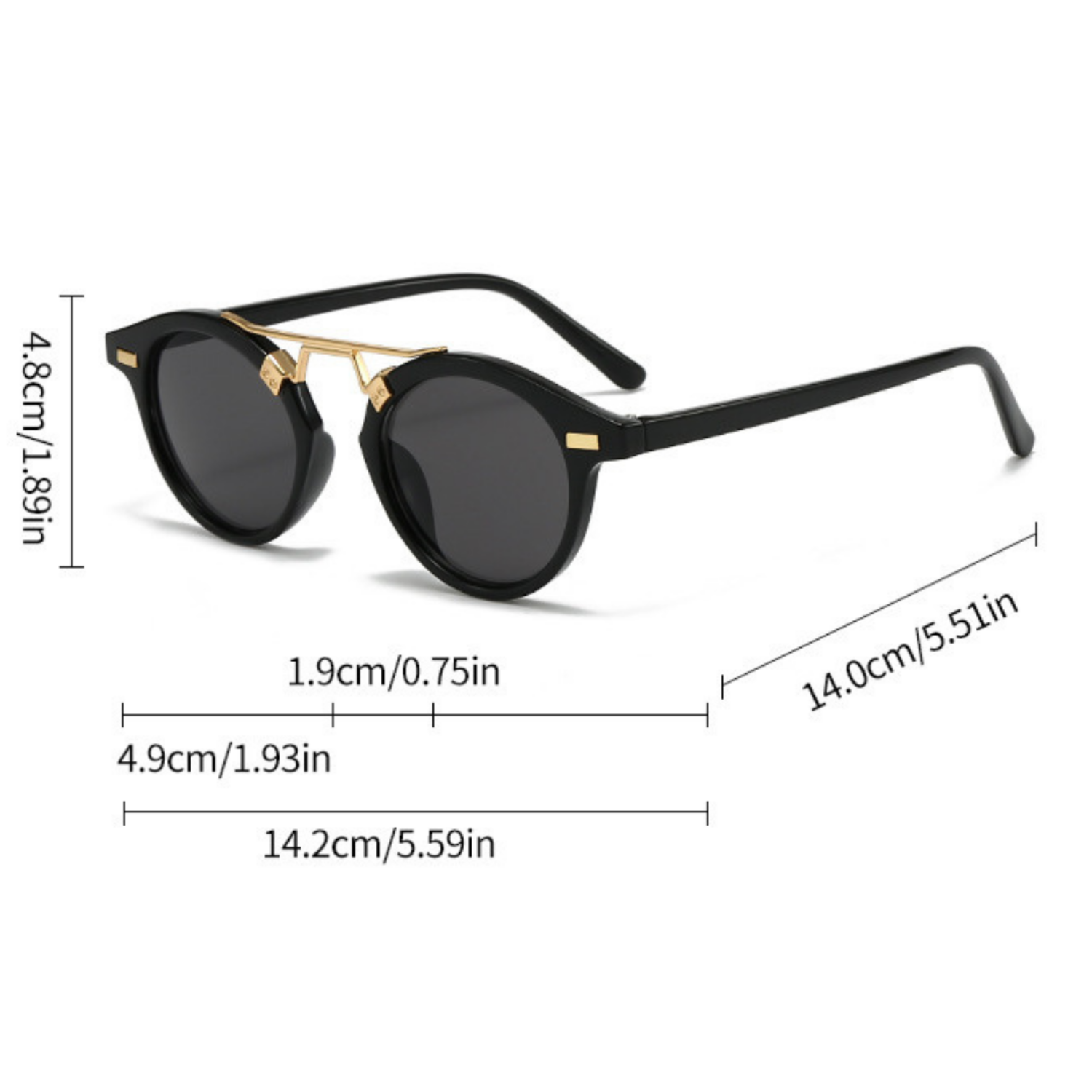 Black Round Gold Bridge Sunglasses JLTG0346