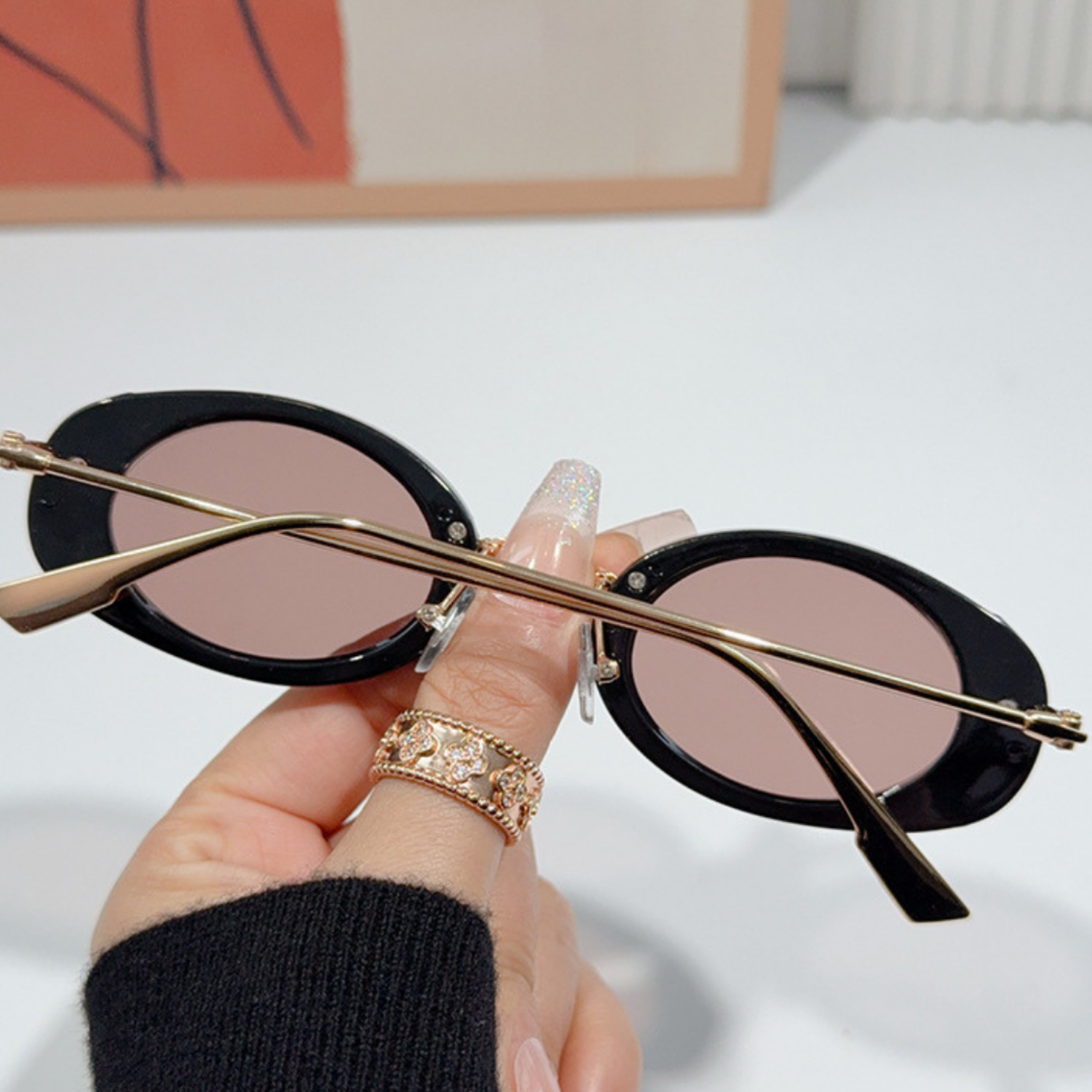 Gold Bridge Pink Oval Sunglasses JLTG0348