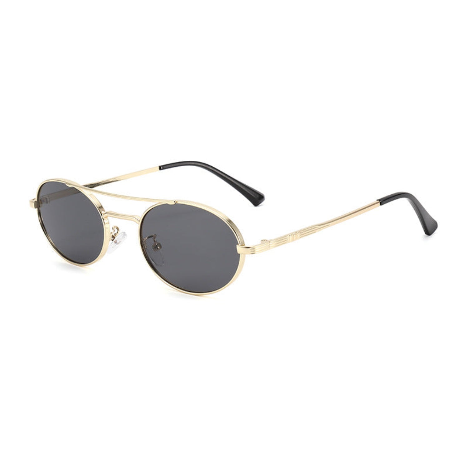 Gold Double Bridge Round Black Sunglasses JLTG0355