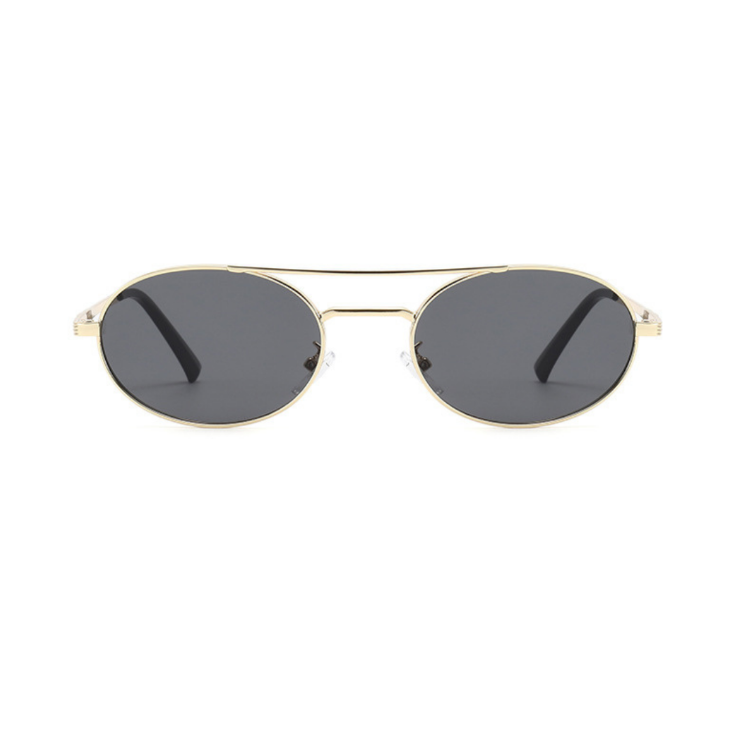 Gold Double Bridge Round Black Sunglasses JLTG0355
