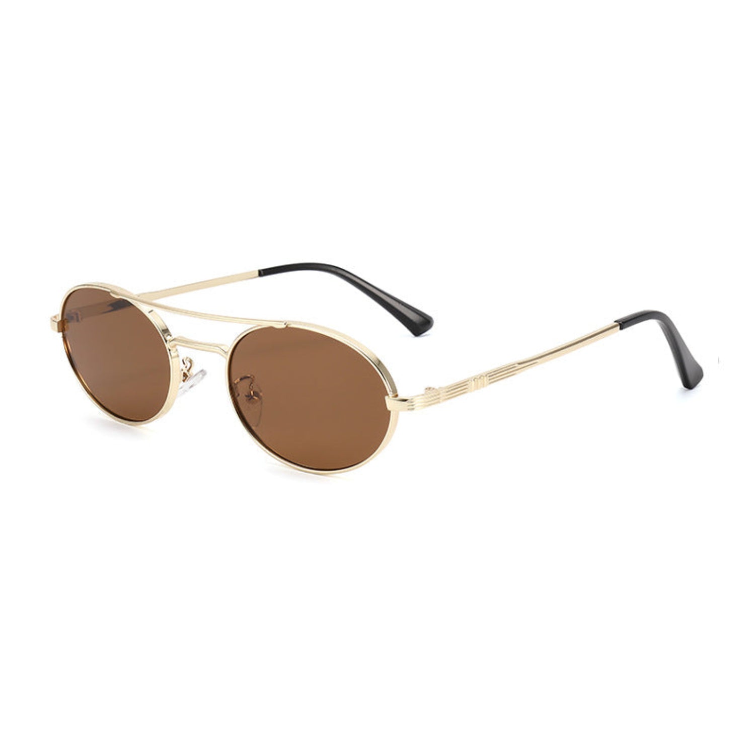 Gold Double Bridge Round Brown Sunglasses JLTG0356