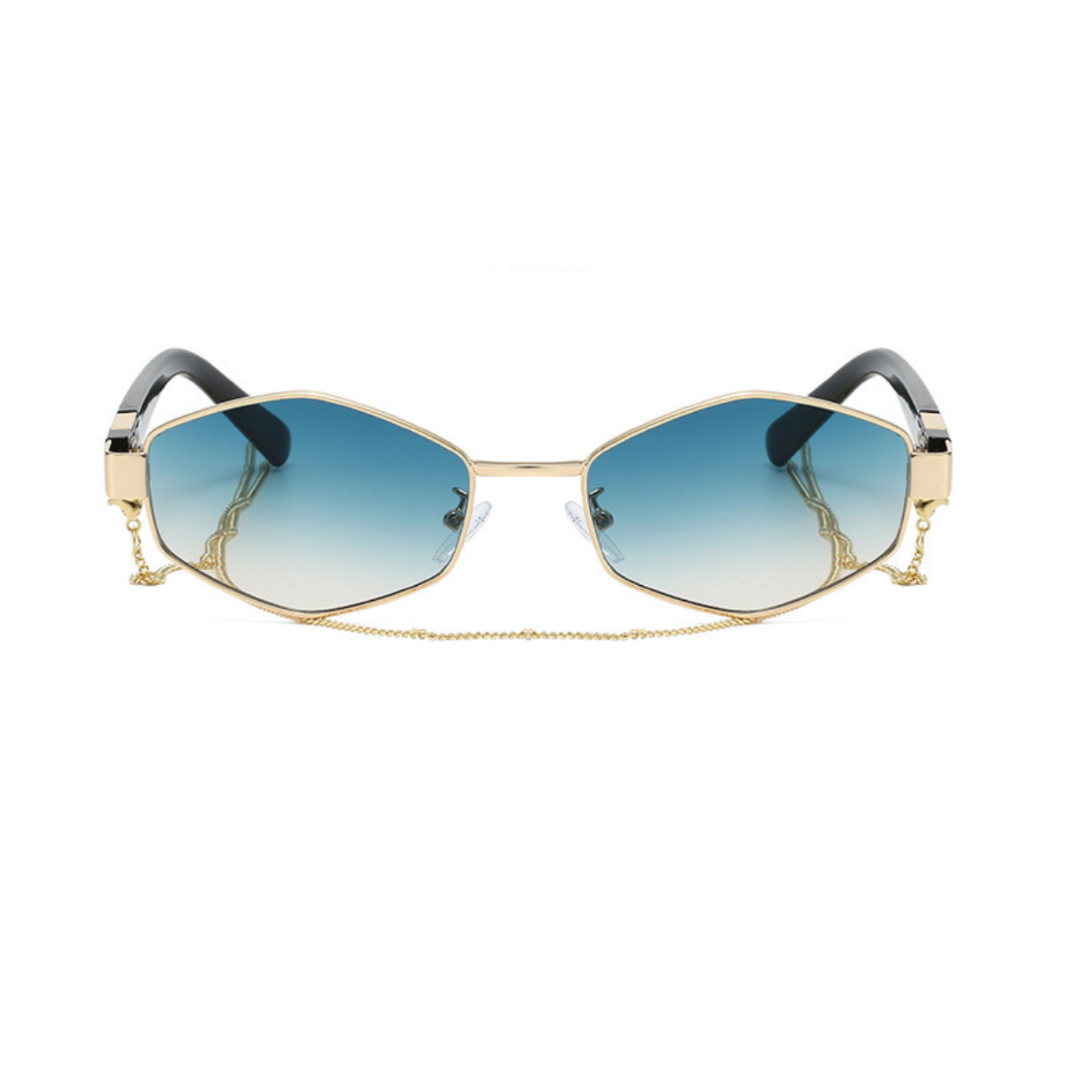 Gold Chain Blue Hexagonal Sunglasses JLTG0359