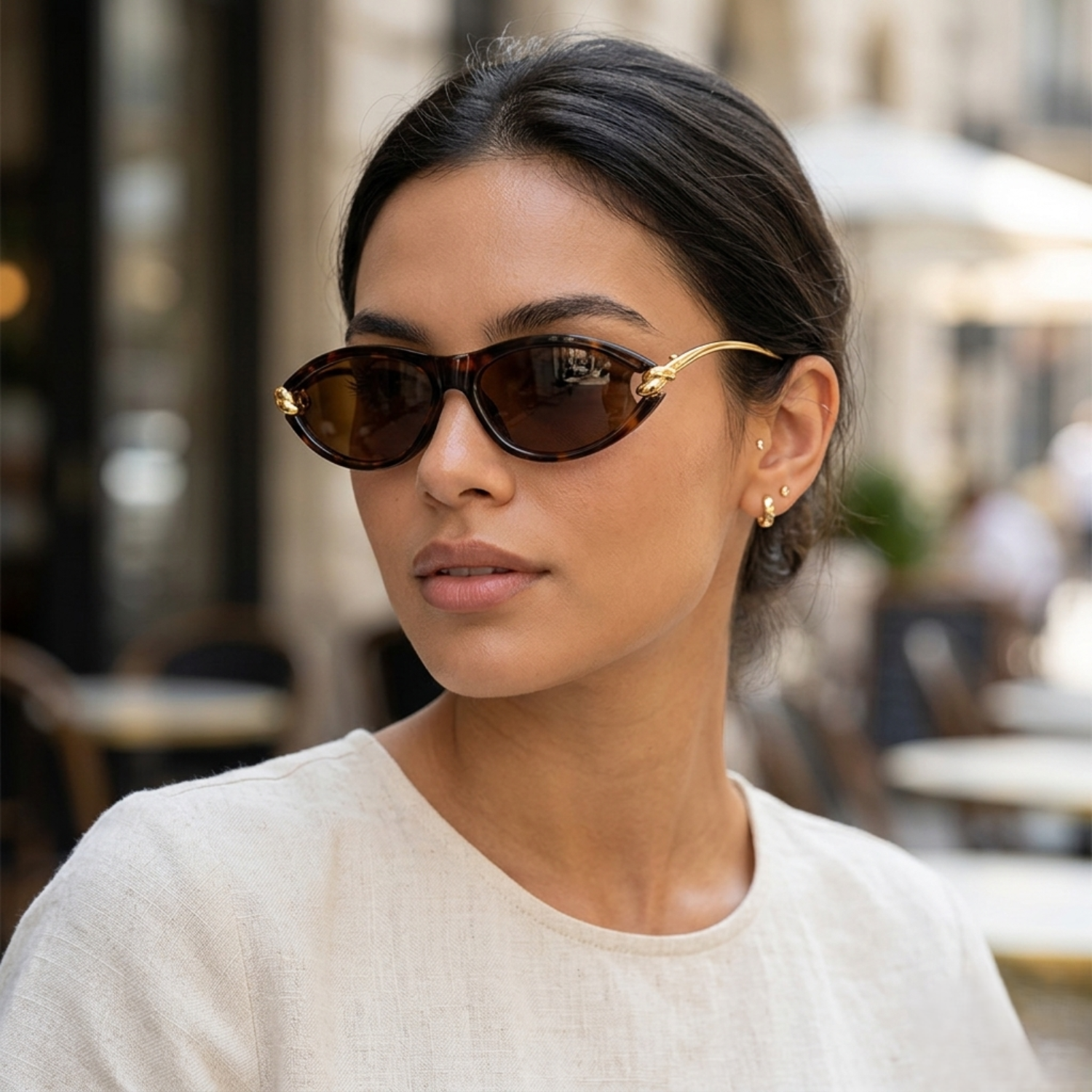 Tortoise Shell Gold Cat-Eye Sunglasses JLTG0361