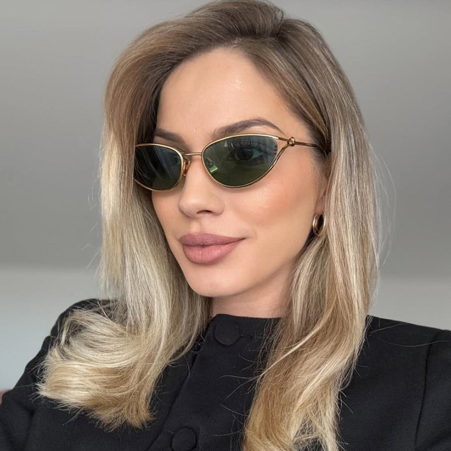 Gold Cat-Eye Green Lens Sunglasses JLTG0377