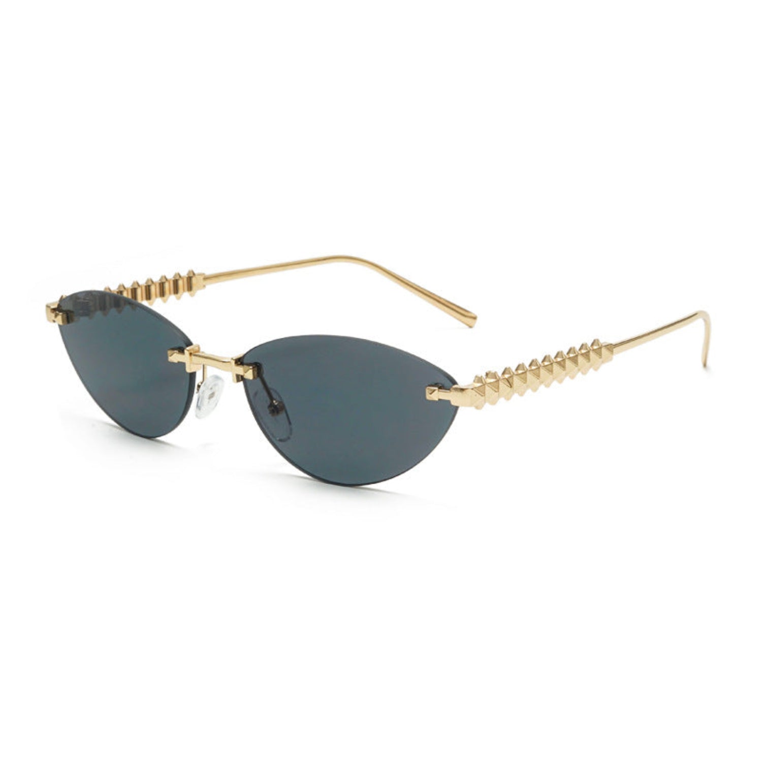 Gold Studded Rimless Cat-Eye Sunglasses JLTG0380