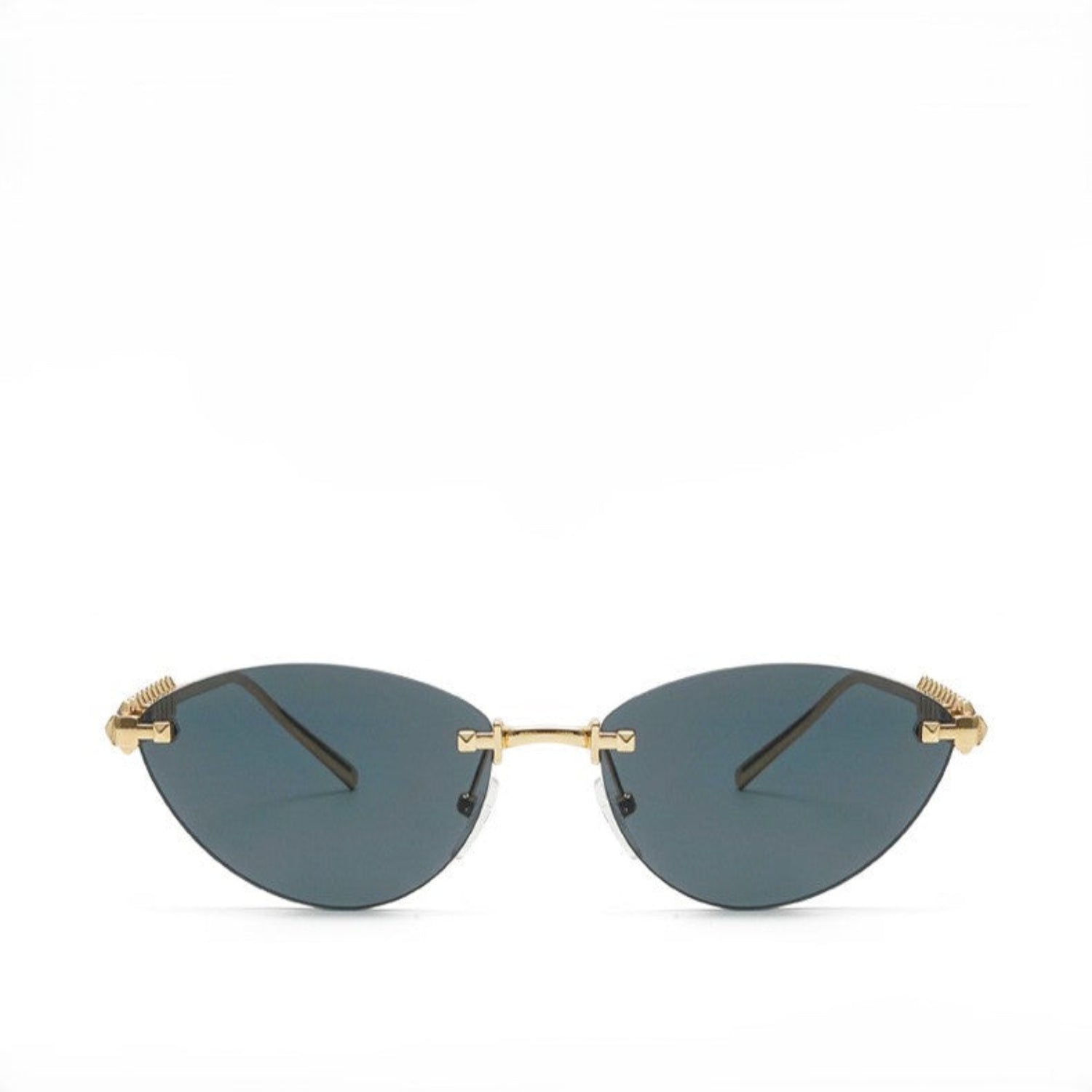 Gold Studded Rimless Cat-Eye Sunglasses JLTG0380