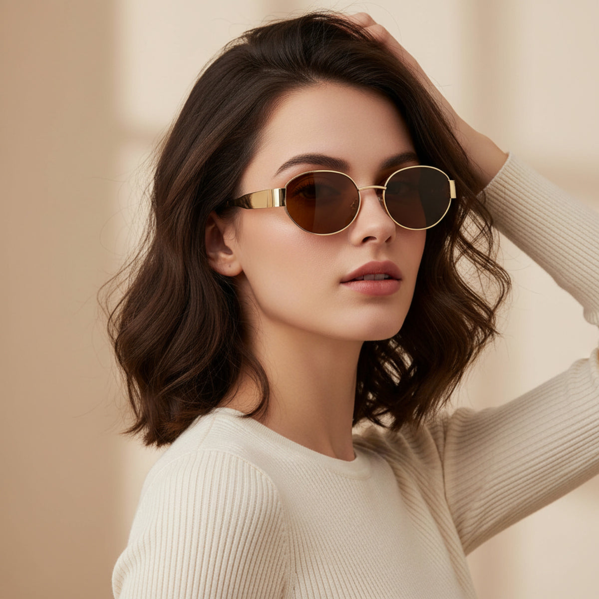Retro Round Brown Sunglasses JLTG0389