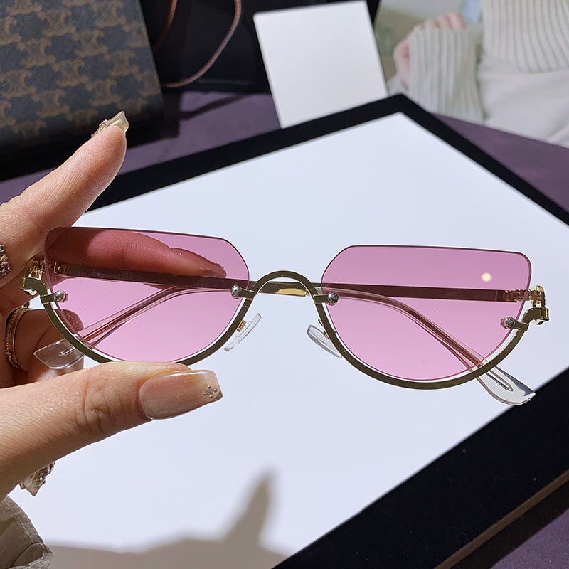 Pink Rimless Cat-Eye Sunglasses JLTG0395