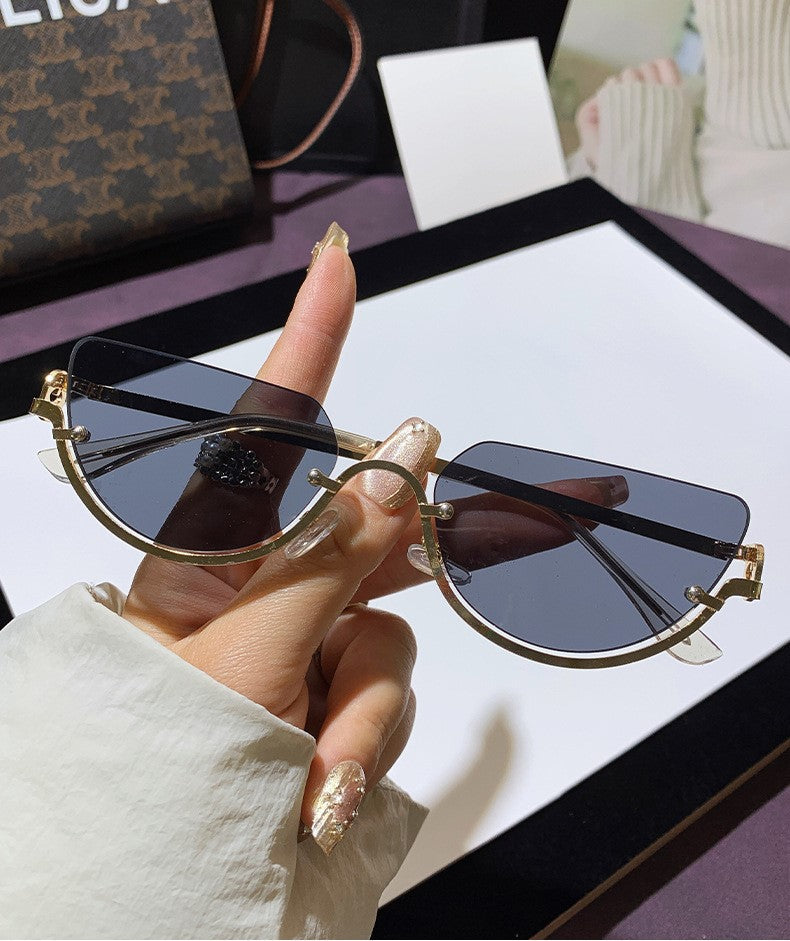 Black Rimless Cat-Eye Sunglasses JLTG0396