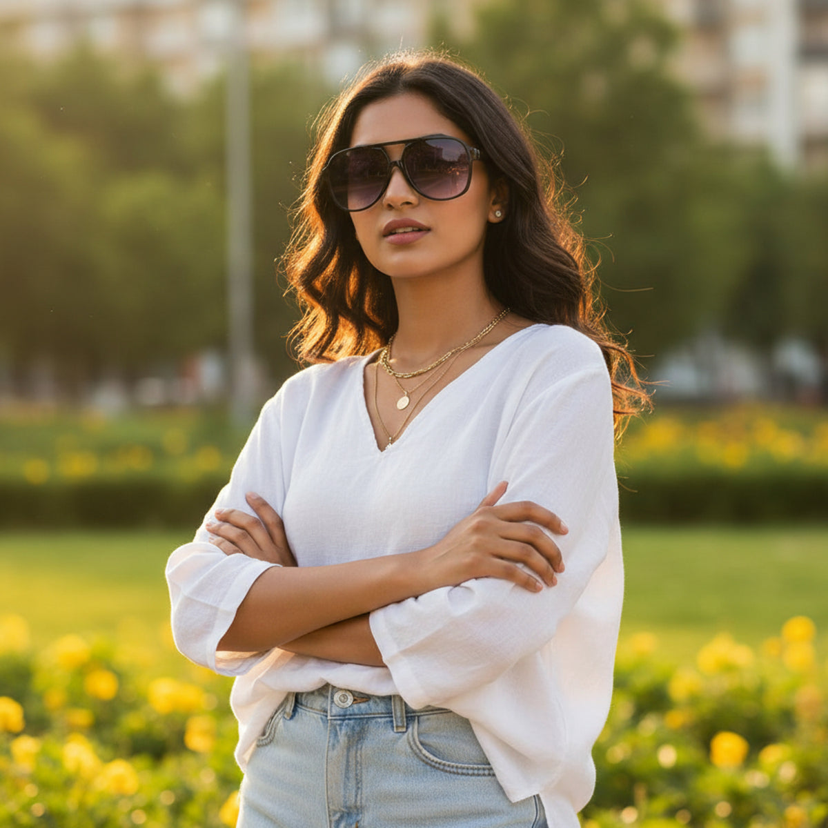 Black Aviator Gradient Sunglasses JLTG0400