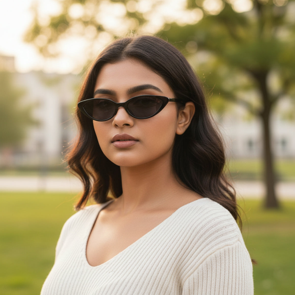 Trendy Black Cat-Eye Sunglasses JLTG0404
