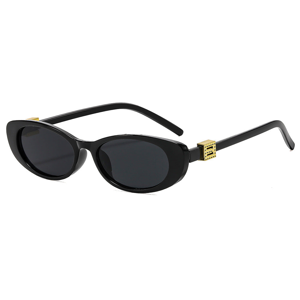 Trendy Black Oval Sunglasses JLTG0408