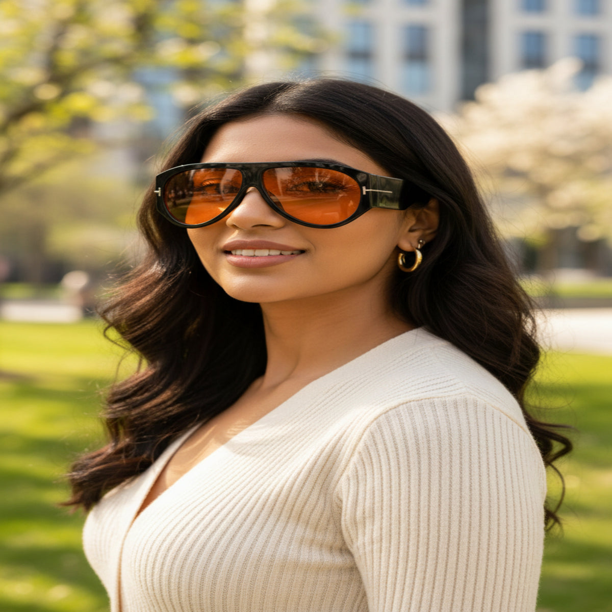 Trendy Orange Shield Sunglasses JLTG0413