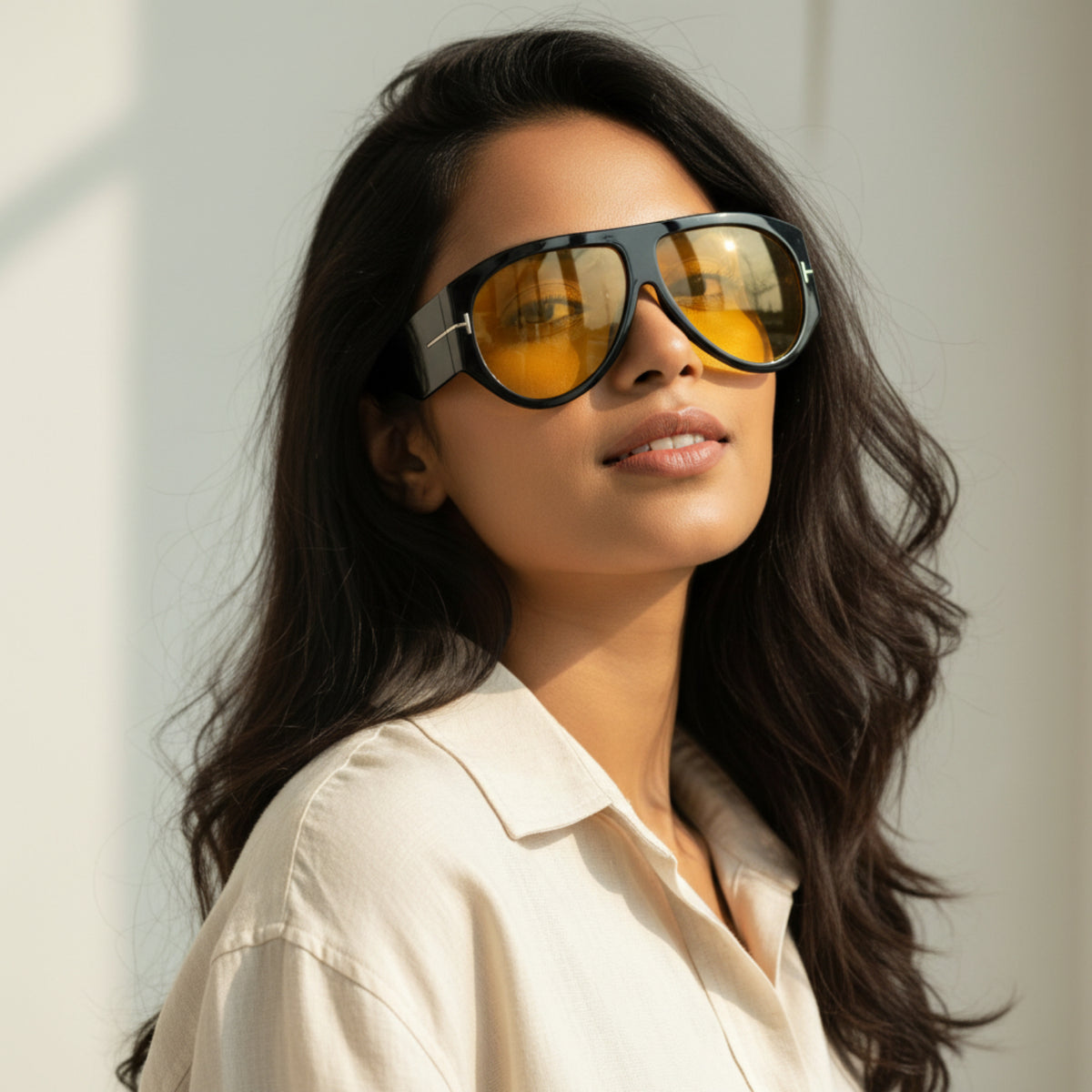 Trendy Yellow Shield Sunglasses JLTG0414