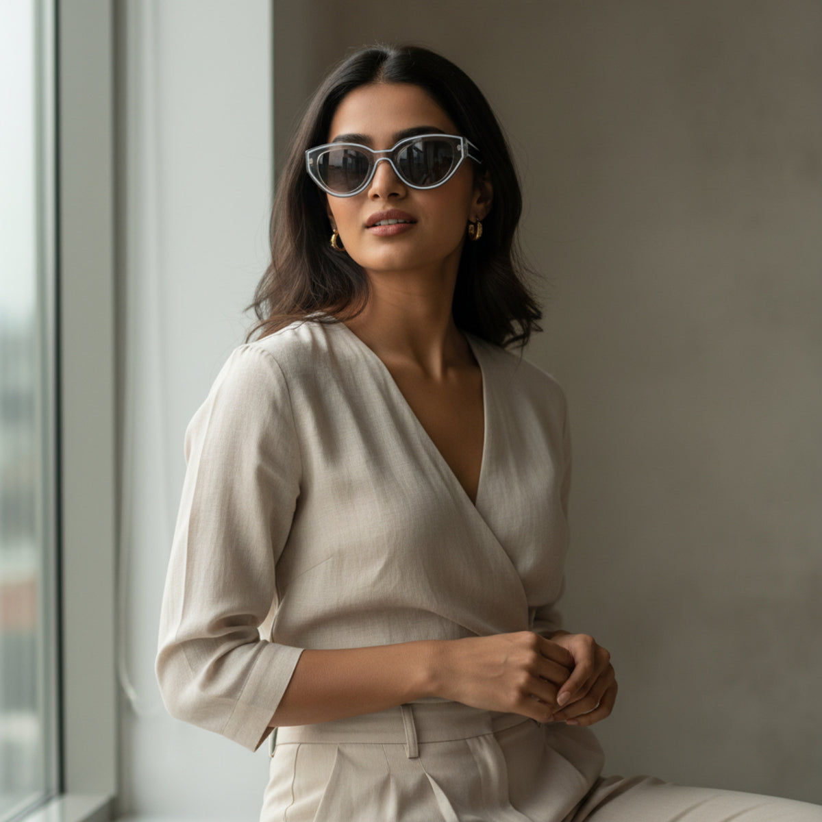 Trendy Grey Oval Sunglasses JLTG0419