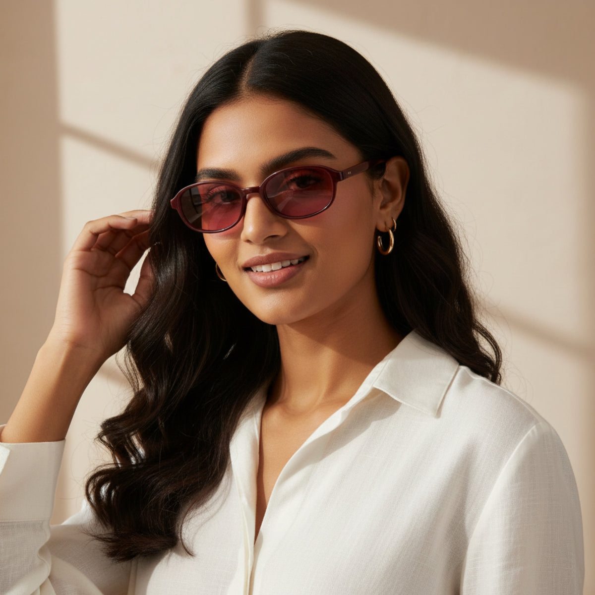 Trendy Pink Oval Sunglasses JLTG0422