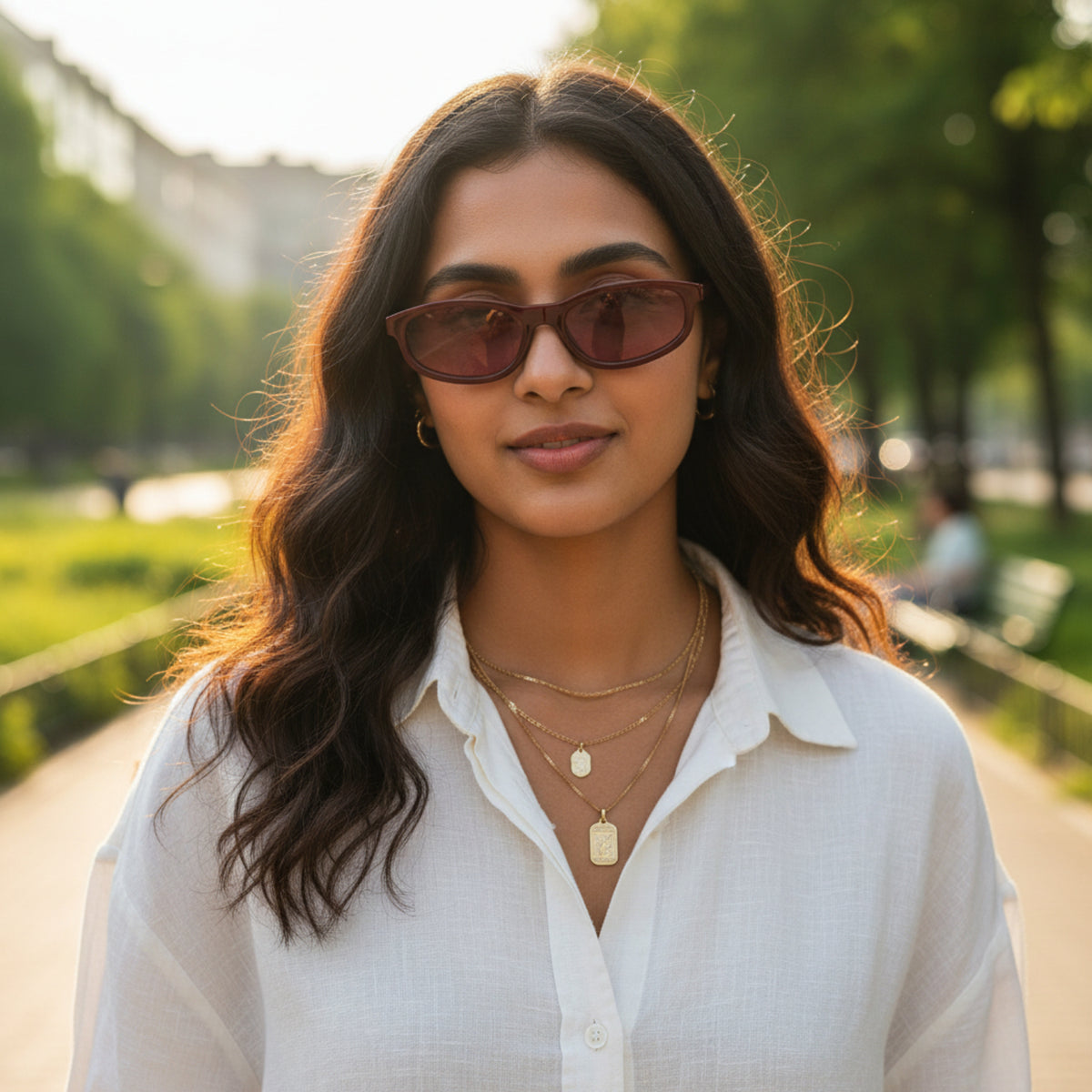 Chic Red Oval Sunglasses JLTG0427