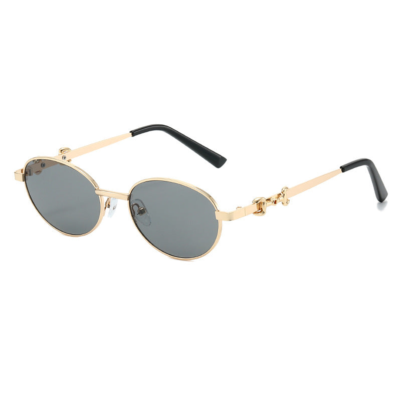 Elegant Gold Oval Frame Sunglasses JLTG0442