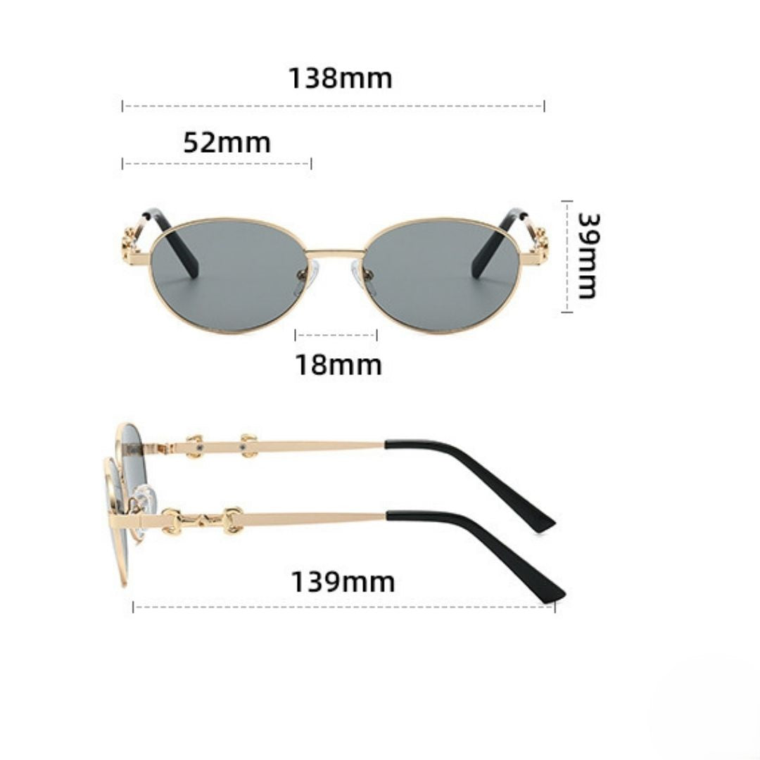 Elegant Gold Oval Frame Sunglasses JLTG0442