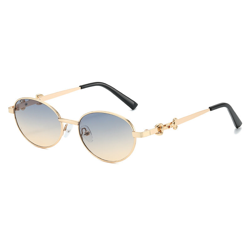 Elegant Gold Gradient Oval Sunglasses JLTG0443