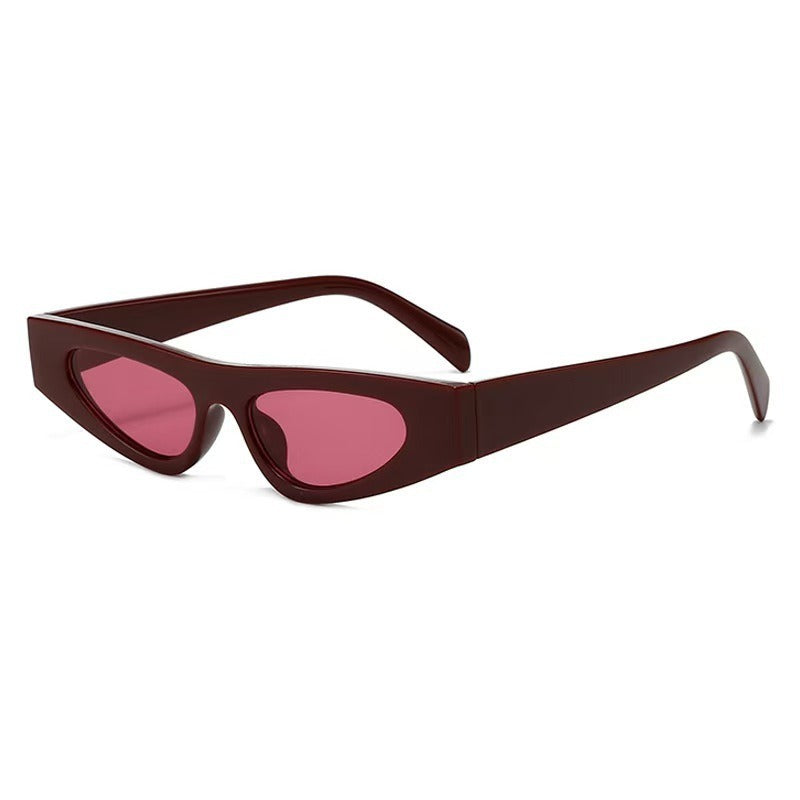 Trendy Burgundy Cat Eye Sunglasses JLTG0452