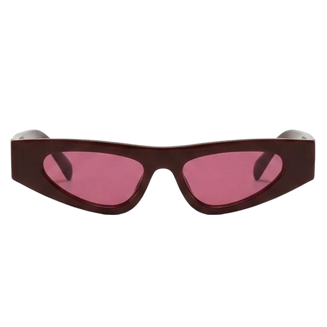 Trendy Burgundy Cat Eye Sunglasses JLTG0452