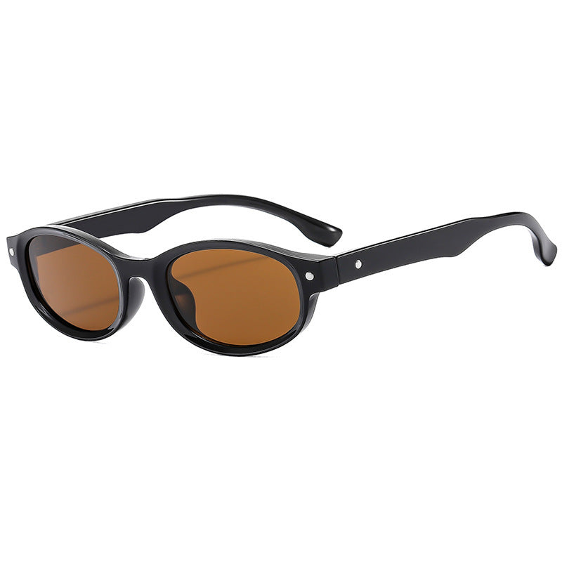 Trendy Black Oval Brown Lens JLTG0455