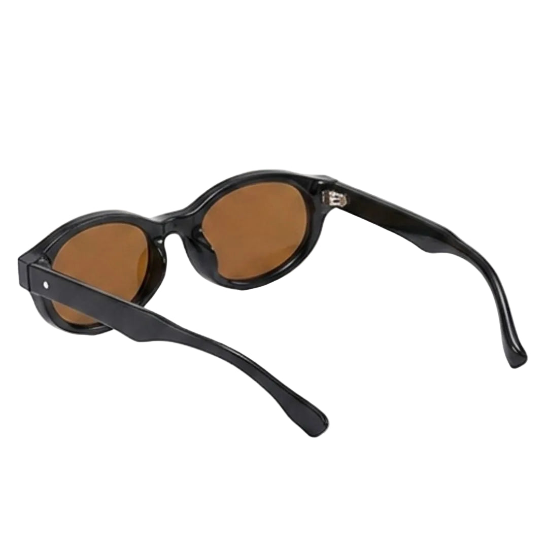 Trendy Black Oval Brown Lens JLTG0455