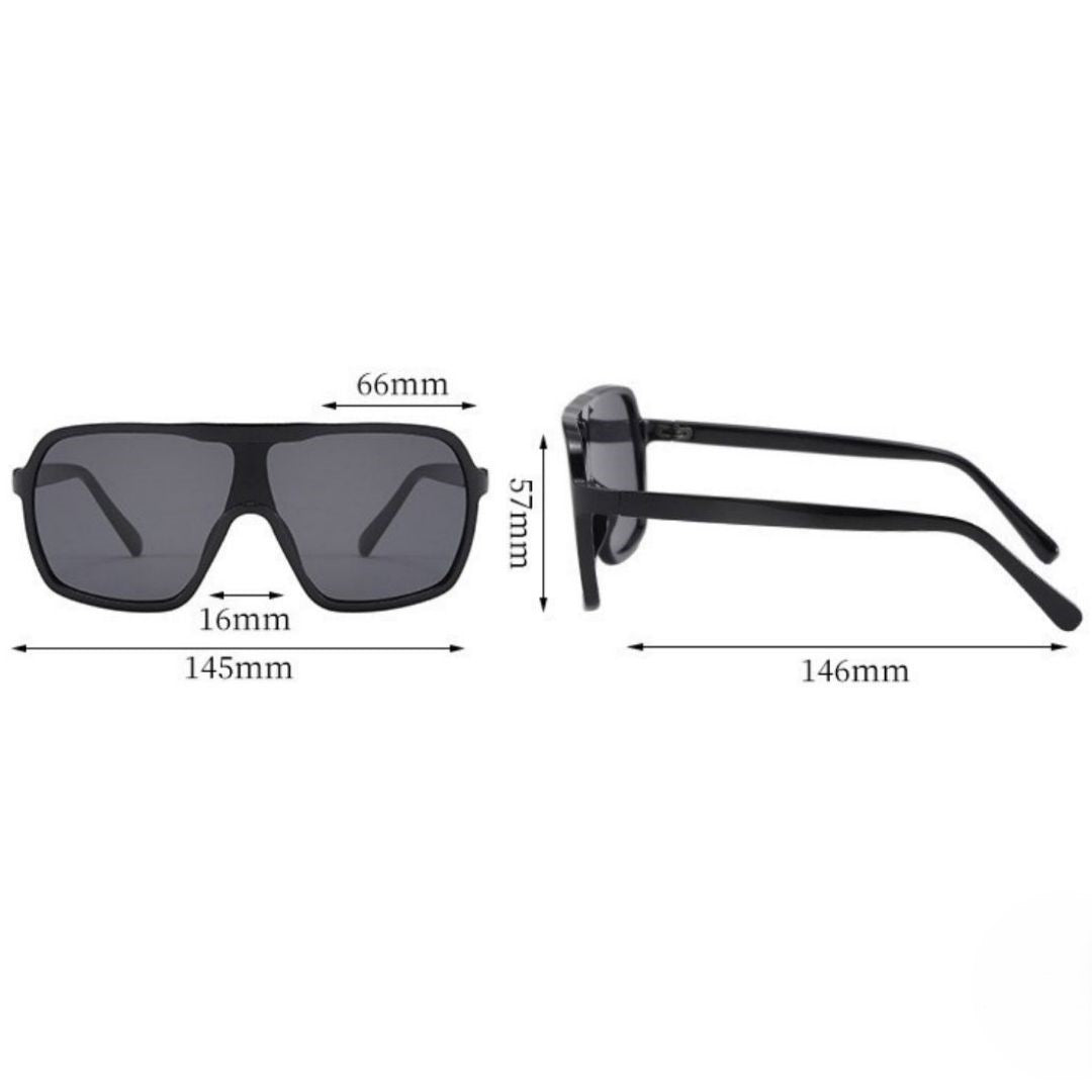 Oversized Black Flat Top Sunglasses JLTG0457