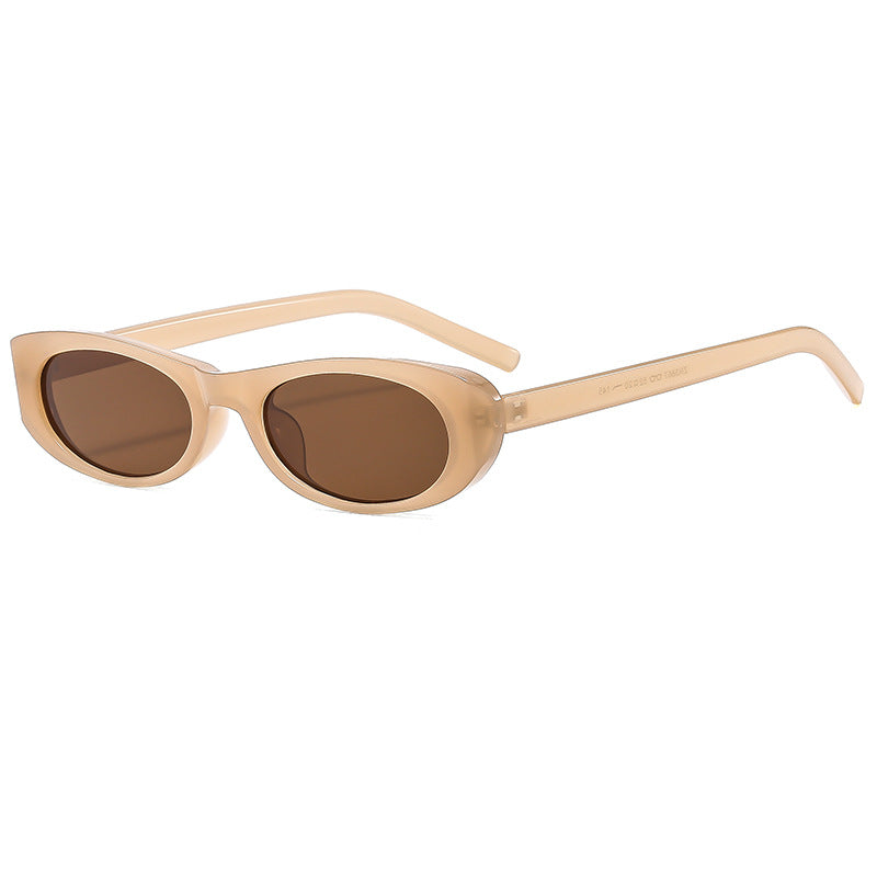 Beige Oval Cat Eye Sunglasses JLTG0458