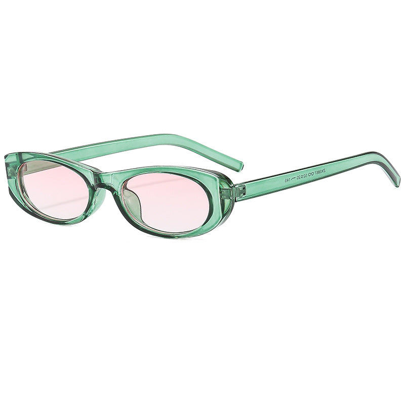 Transparent Green & Pink Tinted Oval Sunglasses JLTG0459