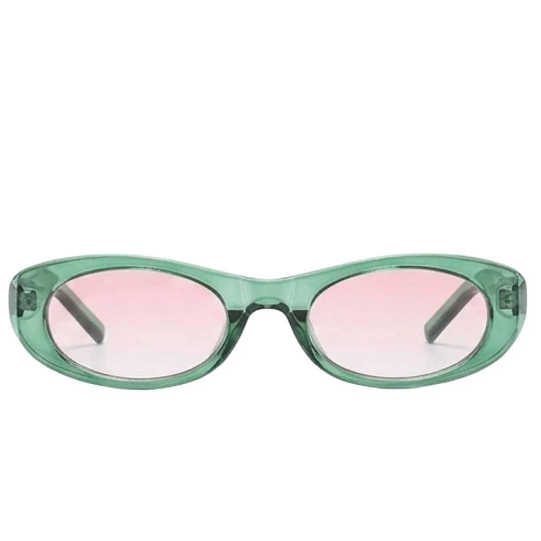 Transparent Green & Pink Tinted Oval Sunglasses JLTG0459