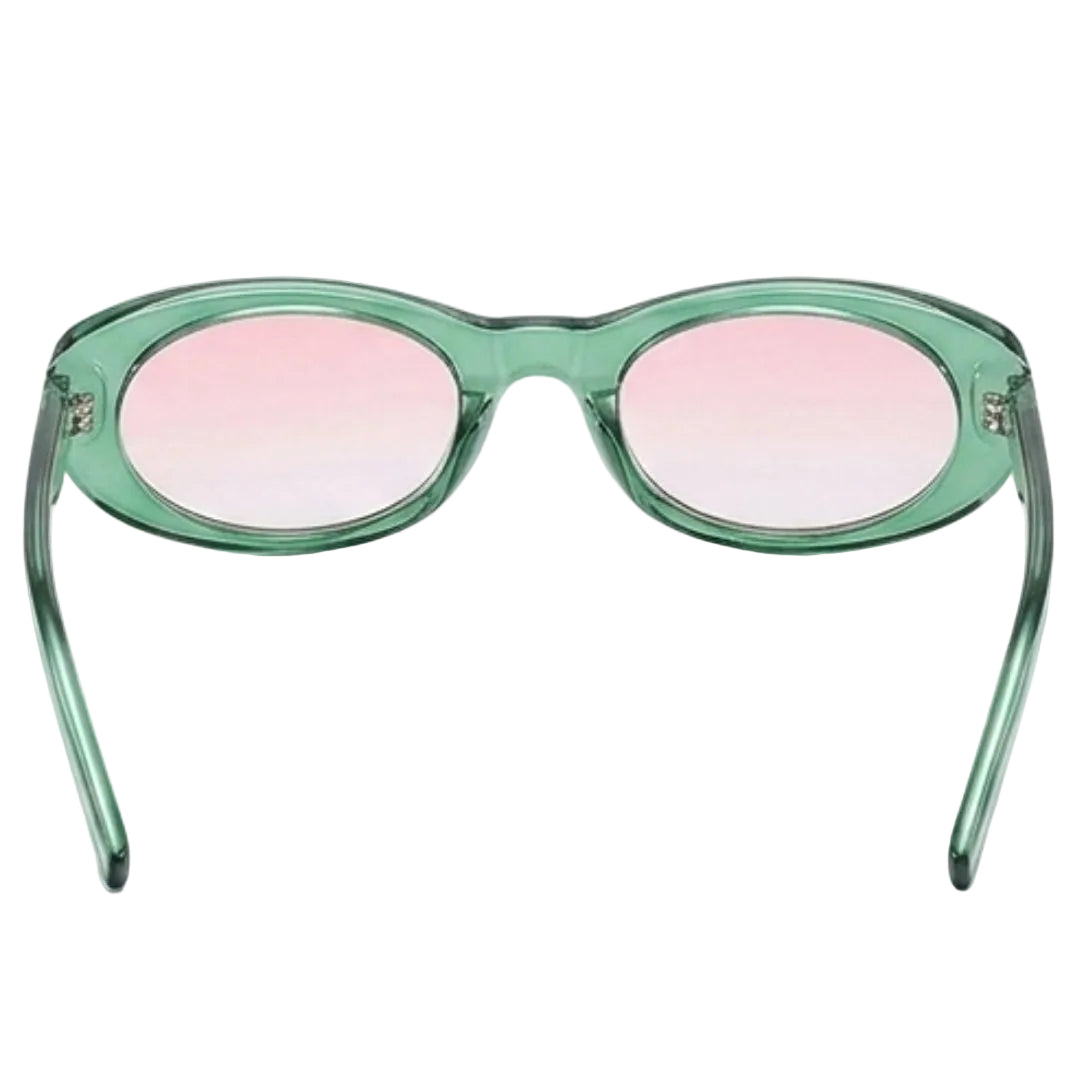 Transparent Green & Pink Tinted Oval Sunglasses JLTG0459