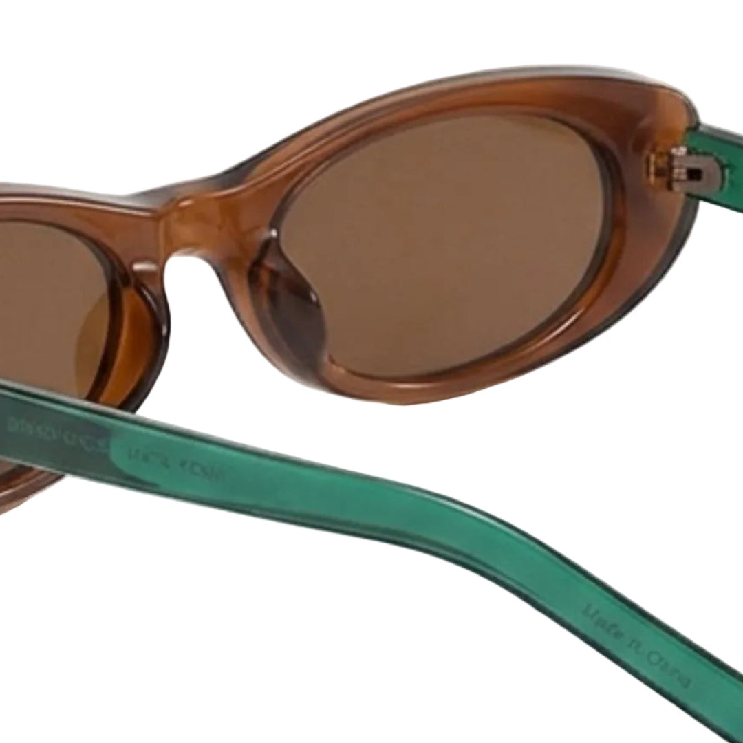 Translucent Brown & Teal Two-Tone Oval Sunglasses JLTG0461